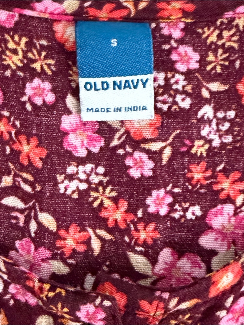Old Navy Burgundy and Pink Floral Puff-Sleeve Maxi Dress Cottagecore Size Small - Picture 6 of 7